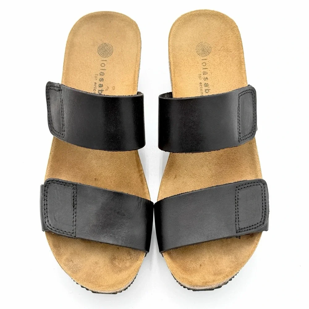 Lola Sabbia‎ for Eric Michael Women's Wedge Sandals Size 7 Black